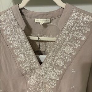 Embroidered Beige Women's boho Top